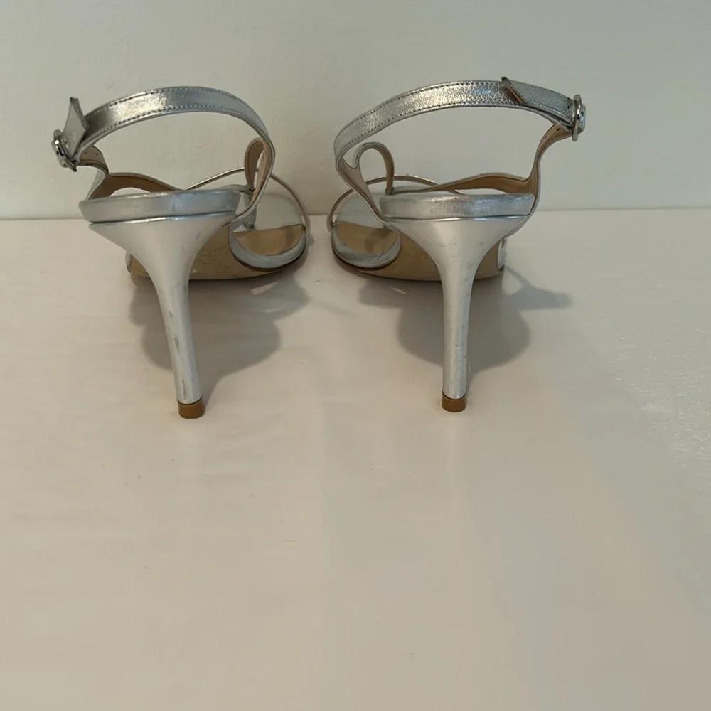 New Stuart Weitzman Silver Strappy Heels Size 9, Style code SB052. - Picture 7 of 9